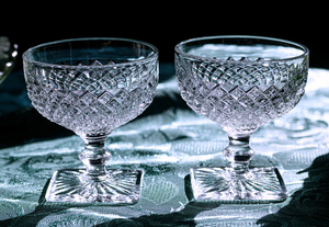 希少！ 1930年代 アンカーホッキング ミスアメリカ ダイヤモンド シャーベット カクテルグラス 2個 デザート オードブル アンティーク