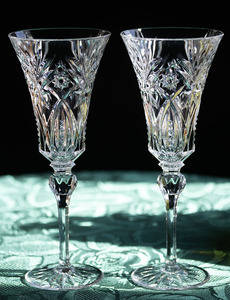 フランス クリスタル ダルク ヴァンセンヌ スター カッティング シャンパングラス 2脚セット 酒 ビンテージ 