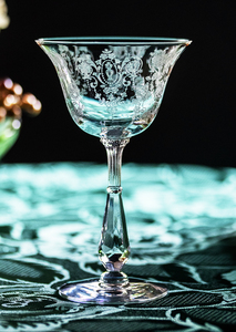 豪華 ティフィングラス クリスタル チェロキーローズ エッチング リキュール カクテル グラス 酒 薔薇 ビンテージ アンティーク