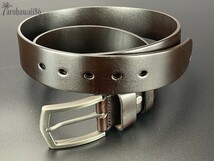 arohawaii86◆HB-943C 本革.ダークブラウン 肉厚上質【Sharp Design Buckle】 太レザーベルト 新品☆1スタ☆１円スタート☆_画像3