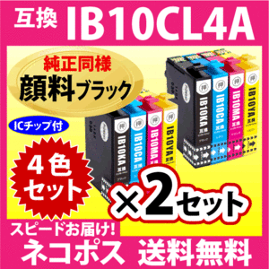 IB10CL4A 4色セット×2セット〔純正同様 顔料ブラック〕〔スピード配送〕互換インク IB10KA CA MA YA EW-M530F対応