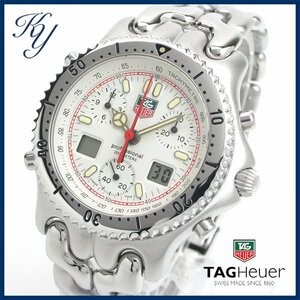 1円～ 3ヶ月保証付き 磨き済み 美品 本物 人気 TAGHEUER タグホイヤー CG1111 セル セナモデル クロノグラフ ホワイト メンズ 時計