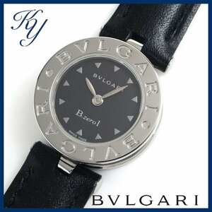 1円～ 3ヶ月保証付き 磨き済み 美品 本物 定番 人気 BVLGARI ブルガリ ビーゼロワン BZ22S 革ベルト ブラック レディース 時計