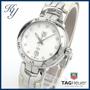 1円～ 3ヶ月保証付き 磨き済み 本物 人気 TAGHEUER タグホイヤー リンク WAT1411 ダイヤ 革ベルト レディース 時計