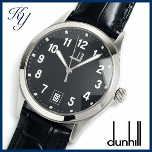 1円～ 3ヶ月保証付き 磨き済み 美品 本物 人気 DUNHILL ダンヒル シティースケープ 8003 革ベルト ブラック メンズ 時計