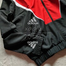 新品 正規品 adidas アディダス 上下セット ナイロン ウィンドブレーカー ジャージ セットアップ 赤 レッド 黒 白 ロゴ プリント 薄手 L_画像5