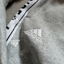 新品 正規品 adidas アディダス THREE STRIPES 上下セット セットアップ パーカー スウェットパンツ 灰 グレー 黒 白 裏起毛 2XL_画像6