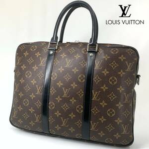 1円 超極美品 LOUIS VUITTON ルイヴィトン モノグラム　ポルトドキュマン・ヴォワヤージュ ビジネスバッグ ブラウン　マカサ－　M52005