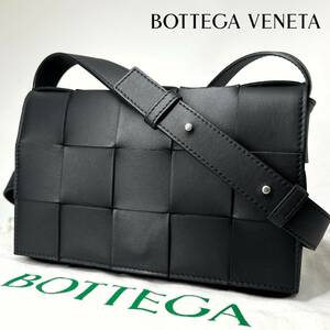 1円 ■新品未使用/ICチップ搭載■ BOTTEGA VENETA ボッテガヴェネタ マキシイントレチャート カセット レザー ショルダーバッグ ブラック