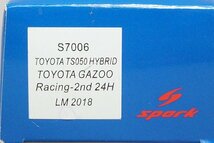 Spark スパーク 1/43 Toyota トヨタ TS050 ハイブリッド GAZOOレーシング 2018 ルマン24H 2位 #7 ※アンテナ破損 S7006_画像6