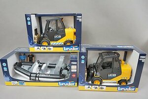 BRUDER ブルーダー 1/16 ポリスボート フィギュア2個付き 62733 / JCB フォークリフト 02512 計3点セット