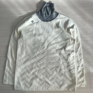 DESCENTE Descente Golf hybrid tag equipped wool . acrylic fiber sweater with logo high‐necked Golf white size Ota-toru