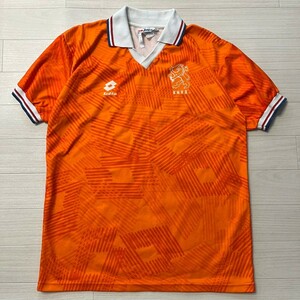 lotto ロット イタリア製 KNVB ユニフォーム上 半袖 Tシャツ オランダサッカー オランダ代表 90年 オレンジ　サイズM 