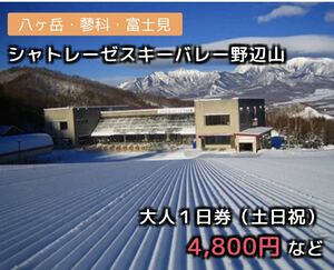 シャトレーゼスキーバレー野辺山 大人１日券（土日祝）1枚 4,800 円