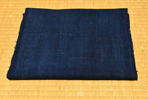 古布　藍染めの無地木綿1幅　紺藍上質木綿　手紡ぎ糸　203ｃｍ　アート　創作材料　手織り木綿