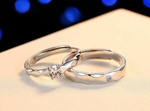 [ free shipping ]2 point set cup ru. loquat large grain ring free size ring zirconia present (10 number ~22 number ) man and woman use white gold 