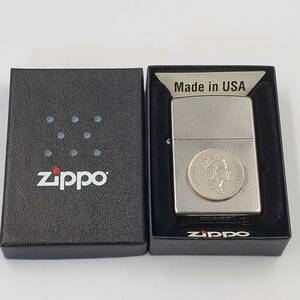 #25032I ZIPPO ジッポー オリジナルライター エリザベス2世 シルバー コイン貼り FIJI1990 ZP-205 喫煙道具 嗜好品 煙草