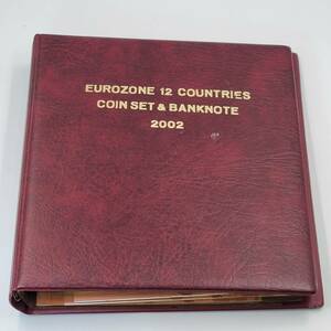 #7590 2002年 ユーロ 12か国 コインセット、バンクノート アルバム 記念品 コレクション フランス ドイツ スペイン ベルギー EURO COIN　