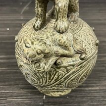 獅子 シーサー 陶器 置物 高さ約25cm 重量約1.0kg オブジェ インテリア　020117w/T10（80）_画像7