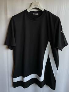 新品 本物 モンクレール ロゴ ワッペン プリント Tシャツ M MONCLER ブラック 黒 ロゴT 半袖 プリント トップス