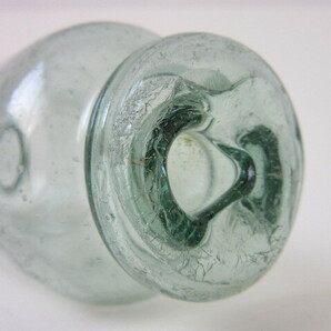 変形 浮き玉 気泡 硝子 ガラス球 ビン玉 シリンダー 検/ 戦前 ガラス玉 浮き球 まくら型 ローラー のし棒 開運 縁起物 アンティークの画像3