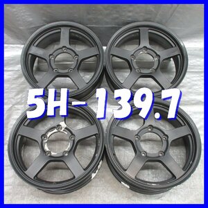 □送料無料 A2■ 社外アルミ ■ 16×5.5J+20 ■ 5H PCD139.7 ◇ ４本 ◇ ジムニー等/JWL-Tあり 後塗り？/マットブラック系 5本スポーク