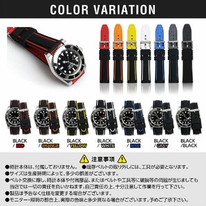 腕時計 ラバー ベルト バンド ブラック/オレンジ 20mm 交換 バネ棒内蔵の画像4