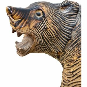 クマの置物 熊 くま 置物 オブジェ 木彫り 工芸品 木彫彫刻 木製 昭和レトロ