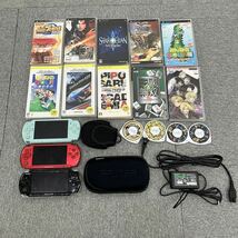 ♪【売り切り】SONYソニーPSP3台まとめ+ソフトセット！PSP-3000 PSP-2000 モンハン みんゴル スターオーシャン パワプロ 真三國無双etc..._画像1