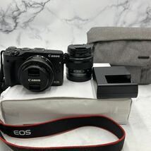 $【売り切り】Canon キヤノン EOS M3デジタルミラーレス一眼カメラ レンズセット　22mm 1:2STM 15-45mm 1:3.5-6.3IS STM 動作確認済み_画像1