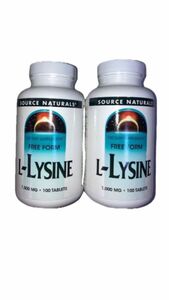 L-Lysine 期限は２０２7年以降の長い物ソースナチュラルズ社　L－リジン1000ｍｇ１００粒×2