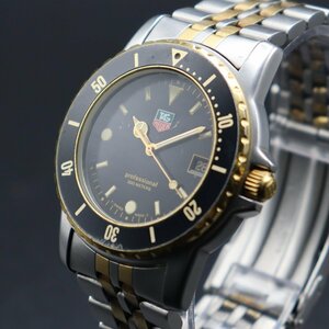TAG HEUER タグホイヤー プロフェッショナル 200m防水 925.206G クォーツ 黒文字盤 コンビカラー デイト スイス製 純正ブレス メンズ腕時計