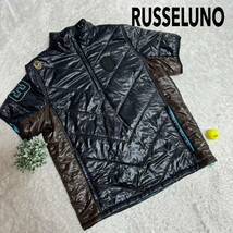 1円〜 RUSSELUNO ラッセルノ 半袖 ダウン ブルゾン ブラック系 XL メンズ ゴルフウェア_画像1