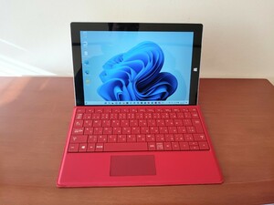 極上美品、SSD高速仕様、デュアルコア、SSD64GB　SURFACE3 WIN11 OFFICE2021　タイプカバー:レッド付