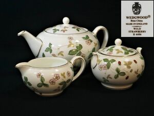 WEDGWOOD　ウェッジウッド　ワイルドストロベリー　ティーポット　シュガーポット　クリーマー3点