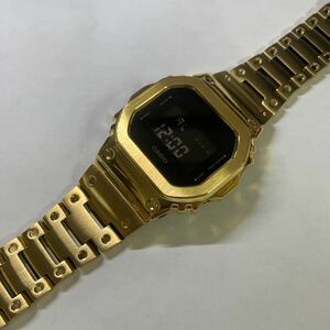 G-SHOCK Gショック ジーショック CASIO カシオ デジタル 腕時計dw5600 海外仕様　純正品　ステンレスフルメタルカスタム　ゴールド