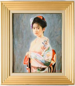 Art hand Auction ■ 平松義人|乙女の頃|油彩 F8号|サイン有|一枚の絵, 一枚の繪扱い 師:石井柏亭, 高畠達四郎|真作保証|P078|Yoshito Hiramatsu, 絵画, 油彩, 人物画