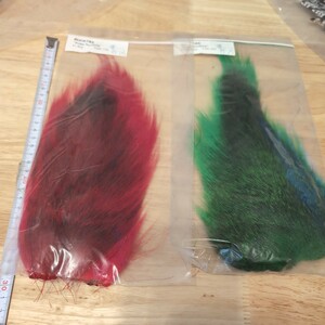 バックテール 2個セットbucktail Fl.RED レッド 赤kelly green グリーン 緑 ストリーマー フライマテリアル フライタイイング ウィング材