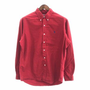 Polo by Ralph Lauren ポロ ラルフローレン ボタンダウン 長袖シャツ ワンポイントロゴ レッド (メンズ XL) 中古 古着 P6897