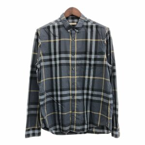 BURBERRY バーバリー ボタンダウン 長袖シャツ トップス カジュアル ユーロ チェック ブルー (メンズ XL) 中古 古着 P7039