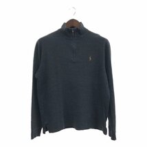 Polo by Ralph Lauren ラルフローレン コットン ニット セーター ワンポイントロゴ ブラック (メンズ M) 中古 古着 P7015_画像1