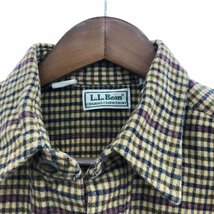 90年代 L.L.Bean エルエルビーン シャモアクロスシャツ トップス アウトドア アメカジ チェック ベージュ (メンズ L) 中古 古着 P7002_画像4