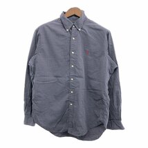 90年代 RALPH LAUREN ラルフローレン ボタンダウン 長袖シャツ トップス アメカジ チェック ネイビー (メンズ L) 中古 古着 P6478_画像1