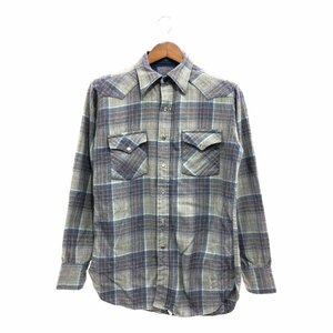 70年代 USA製 PENDLETON ペンドルトン ウール ウエスタンシャツ アメカジ カジュアル チェック グレー (メンズ M) 中古 古着 P7267