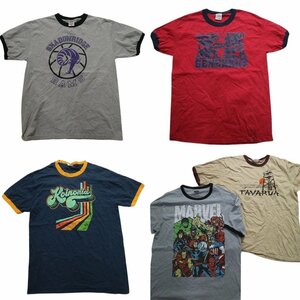 古着卸 まとめ売り 半袖Tシャツ 5枚セット (メンズ M ) リンガーT カラー TS32 MR5194