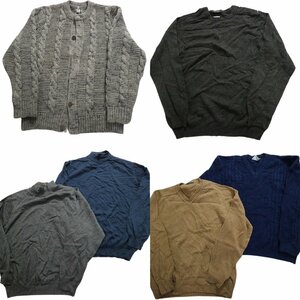 古着卸 まとめ売り 100％ウール セーター 6枚セット (メンズ 2XL /XL /54 ) 無地 Vネック KN9-1 MR3761 1円スタート