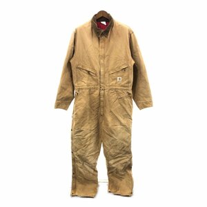 90年代 USA製 Carhartt カーハート ダック地 オールインワン つなぎ ワーク ベージュ (メンズ 48T) P2321 1円スタート