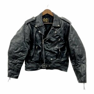 UNIK INTERNATIONAL レザー ダブルライダース ジャケット バイクウェア ブラック (メンズ 48) P2469 1円スタート