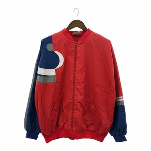 80年代 西ドイツ製 adidas アディダス コットン ブルゾン ジャケット ヨーロッパ古着 レッド (メンズ XL) P2389 1円スタート