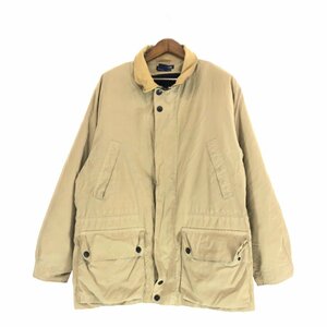 80~90s NAUTICA ノーティカ ハーフオーバーコート ジャケット スムースポリ ベージュ (メンズ XL) P2988 1円スタート